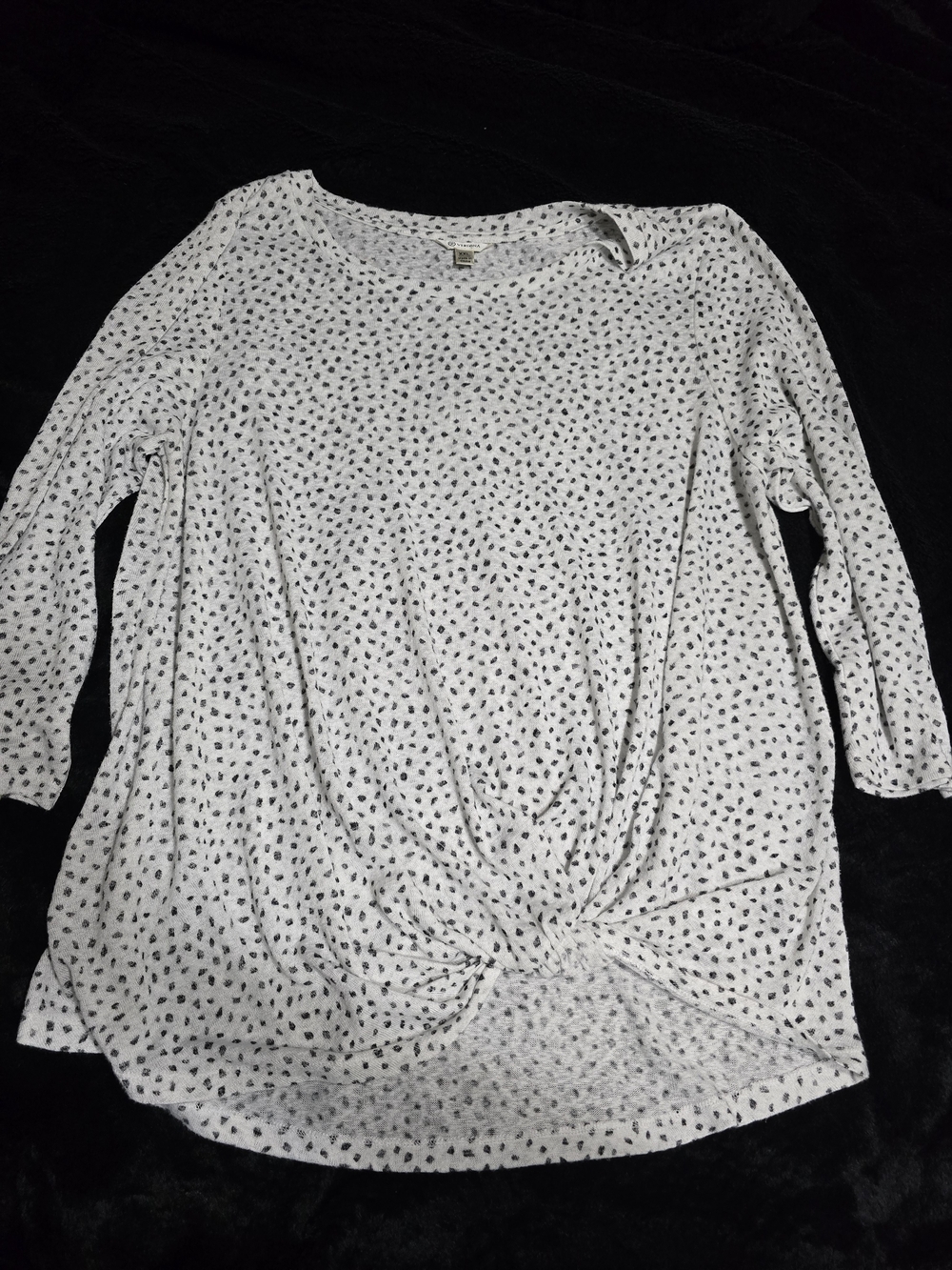 Versona White Long-Sleeve Dot-Print Twist Front Top